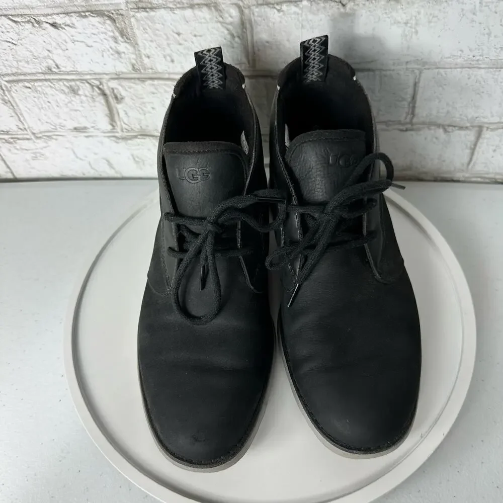 Ugg Boots Union Chukka Leather Waterproof Lace Up Treadlite Charcoal Black 8